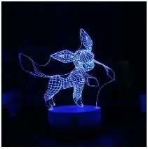Популярная игра Покемон Eevee семейная серия 3D лампа USB мультфильм ночной Светильник СВЕТОДИОДНЫЙ 7 цветов Настольная лампа подарки для детей HUI YUAN бренд - Цвет: Glaceon