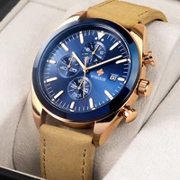 wwoor 2022 fashion mens watches top brand luxury business quartz wristwatch man casual leather waterproof date sports blue clock