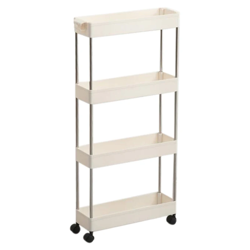 

HOT 4 Layer space Kitchen Storage Rack Slim Slide Tower Movable Assemble Plastic Bathroom Shelf Space Saving Organizer