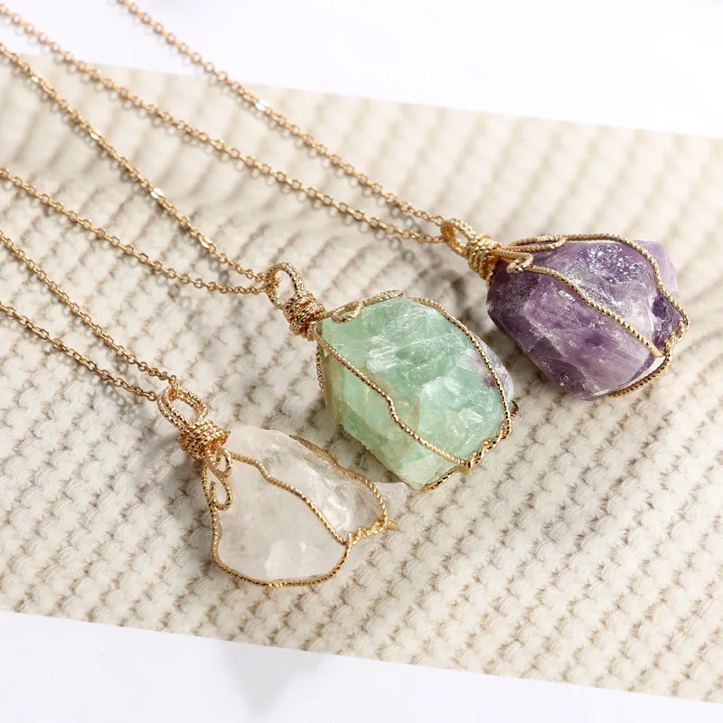 Радужный кулон из натурального камня ожерелье Мода Кристалл Чакра с камнями