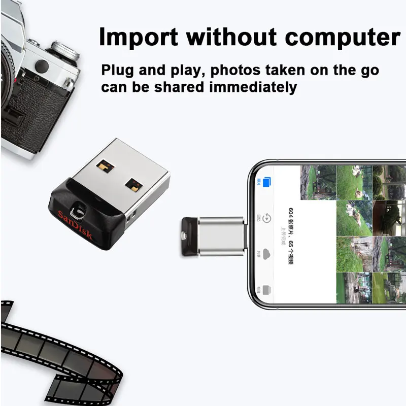 SanDisk usb флешка флешки 64 Гб адаптер lightning для iPhone 11x8 7 7Plus 6 6s 5 se iPad iPod флеш-накопитель