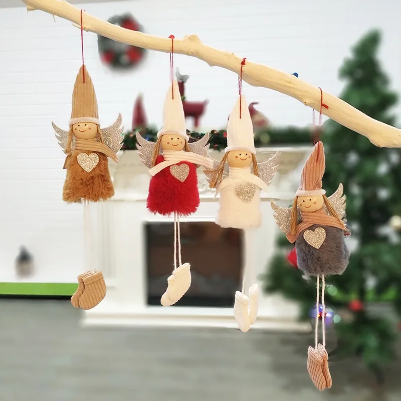 Плюшевый ангел с блестящим сердцем Рождественская подвесная игрушка детский