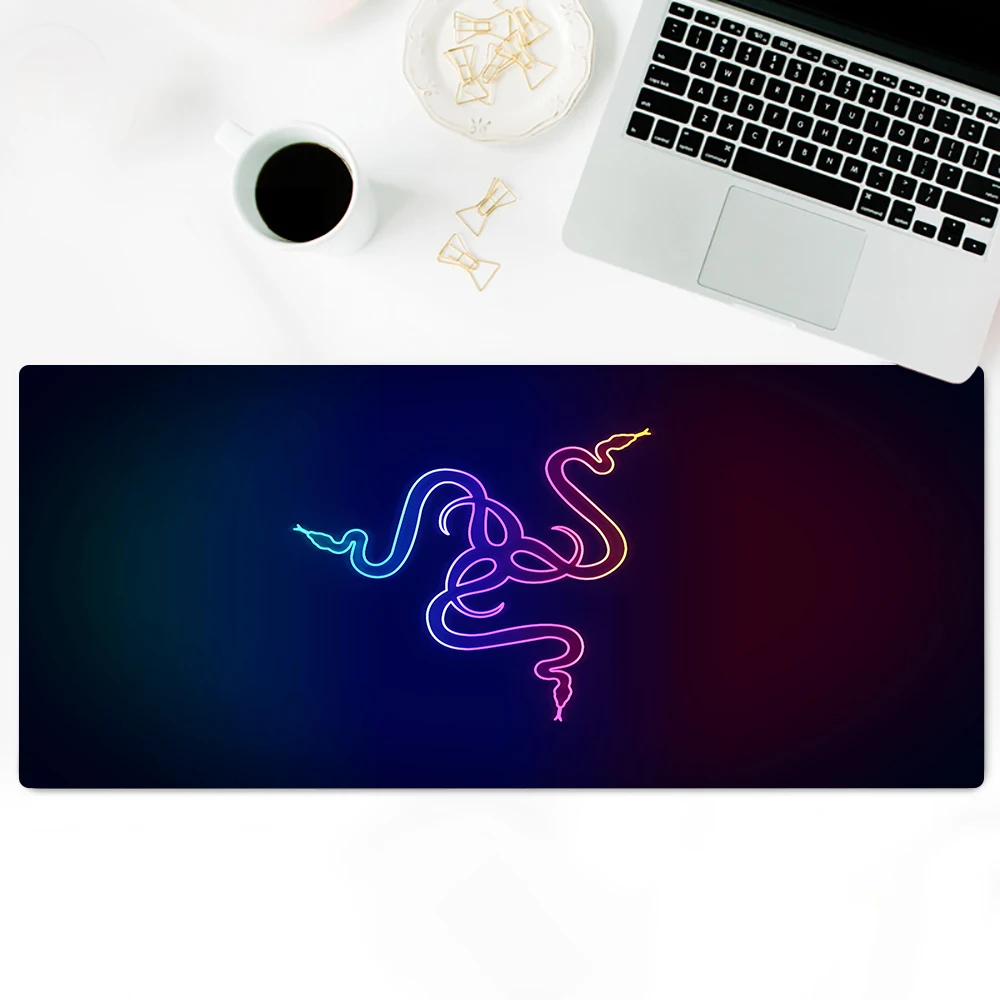 

Большой игровой коврик для мыши Razer с принтом, Противоскользящий коврик для мыши из натурального каучука, коврик для клавиатуры, Настольный ...