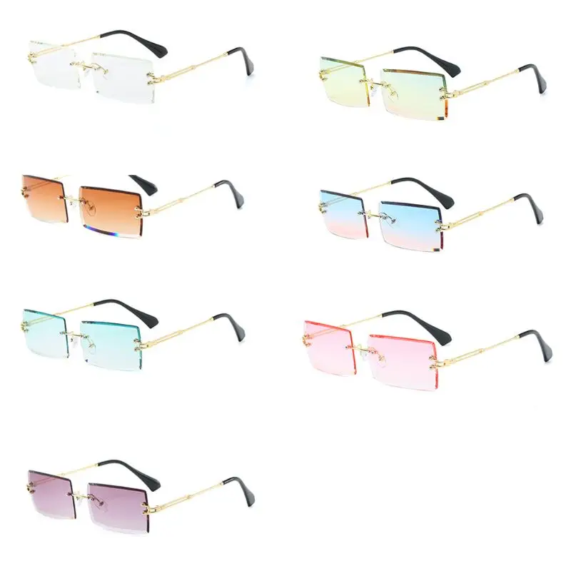 

New Frameless Cut Square Sunglasses Fashion Men and Women Small Color Sun Glasses
