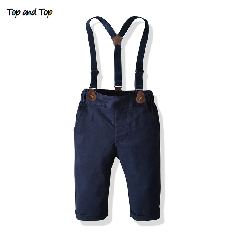 Топ и топ Модный комплект одежды для мальчиков детский джентльменский костюм с