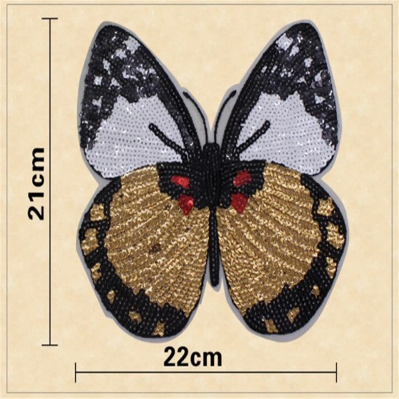 

patch New Butterfly Embroidery lace applique paillette fabric sweater clothes Iron on stickers t-shirt diy decoration