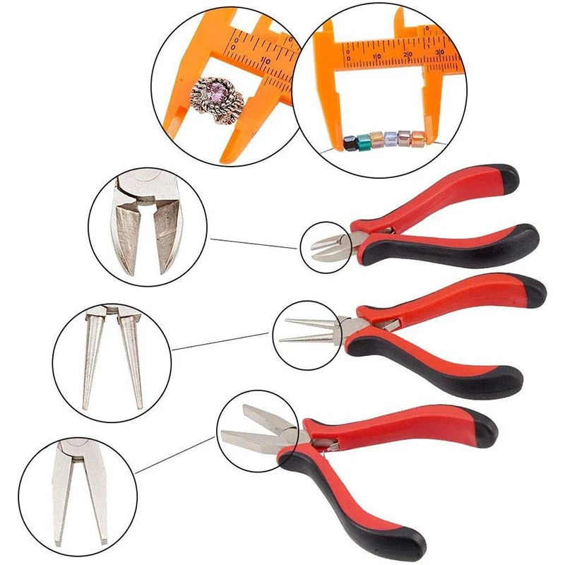 Ювелирные инструменты с плоскогубцами Пинцет бисер Ножи Ножницы Awl набор