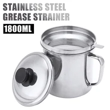 1.8L Stainless Steel Oil Strainer Pot Portable Container Jug Storage Can Filter Leakproof Oil Pot Dispenser Kitchen Gadgets