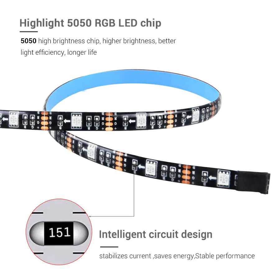 RGB-подсветильник светодиодная водонепроницаесветодиодный с 5050 диодами 50 см 5 В |