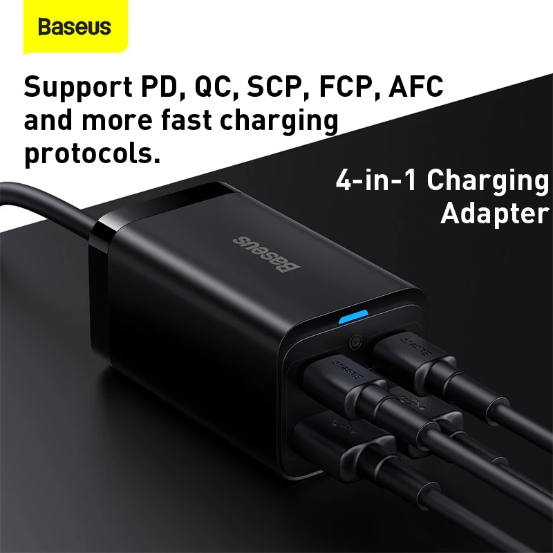 Зарядное устройство PD с 4 USB-портами и поддержкой быстрой зарядки 65 Вт |