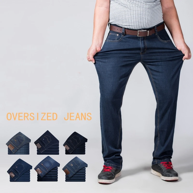 

30-52 Men'S Korean Style Plus Size Jeans Classic Fashion Business Casual Loose Straight Jeans Trousers Male Oversize Brand Pants