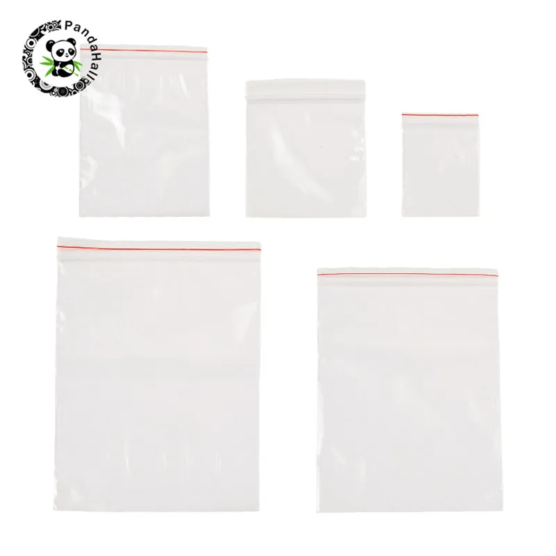 

pandahall 500pcs/Set Zip Lock Bags Top Seal Bags for Jewelry Beading Supplies Clear 6~19x4~13cm Unilateral Thickness:0.04~0.05mm