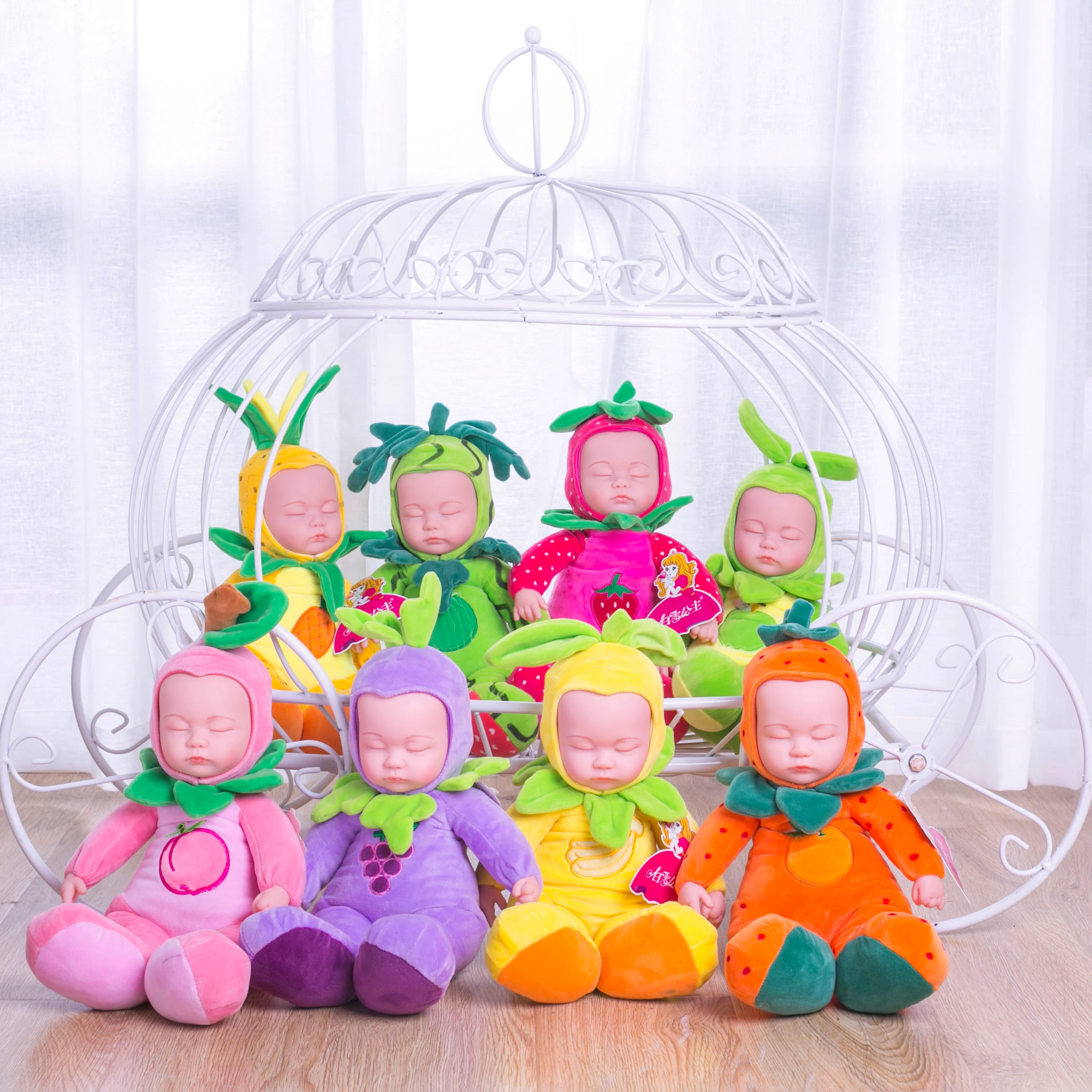 

35CM Soft Plush Doll Sleep Baby Doll Toys fruits Full Silicone Face Babies Kids Toys Cute Reborn Doll For Children Kid Toy