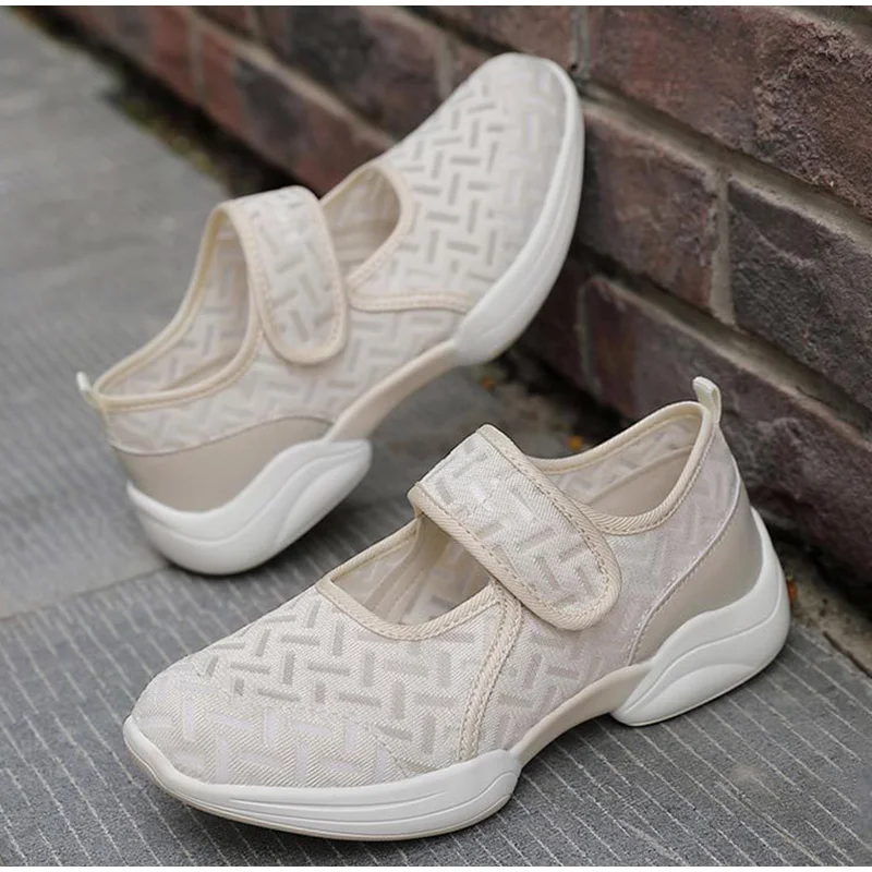 

Dropshipping Women Sneakers Vulcanized shoes Mesh Breathable Soft Woman Hook Loop Platform Comfort Ladies Shoes Spring Casual