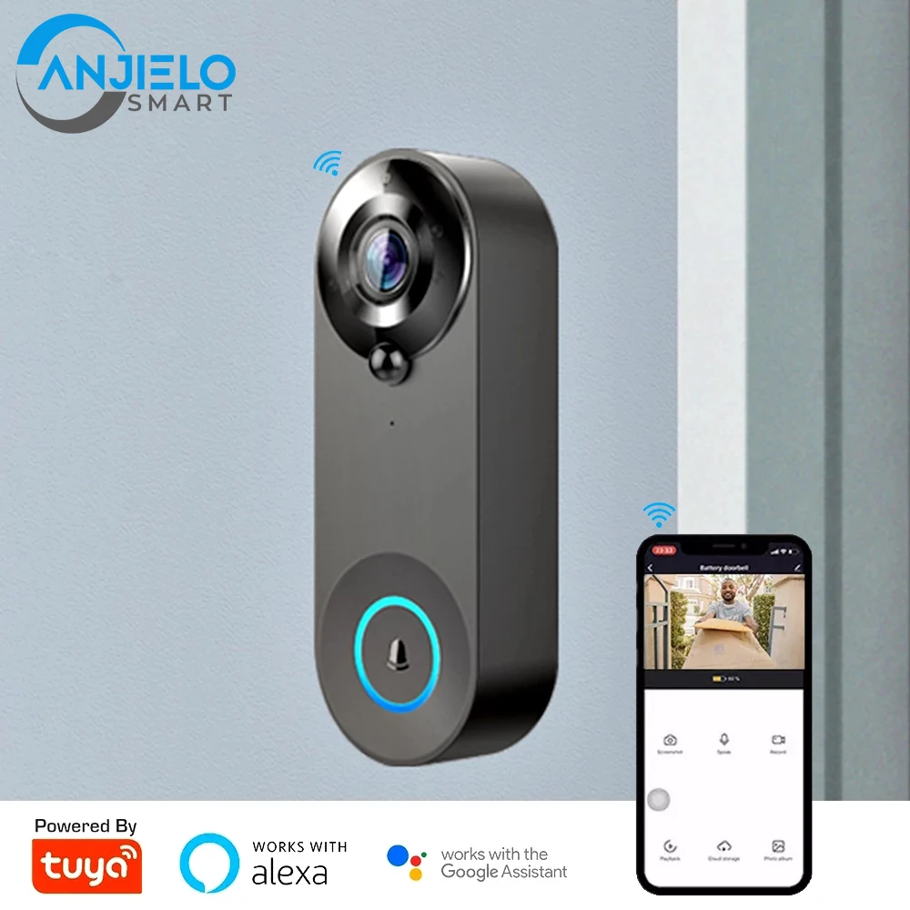 Tuya WIFI Smart Doorbell Two-Way Intercom Video Camera Wide-Angle App Remote Monitoring Home Security
