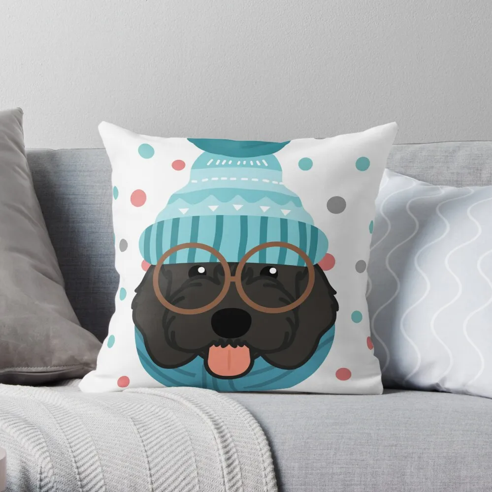 

Cute Black Black Cockapoo Cavapoo Cavoodle Dog in Snow Throw Pillow Polyester Decor Pillow Case Home Cushion Cover 18*18inch