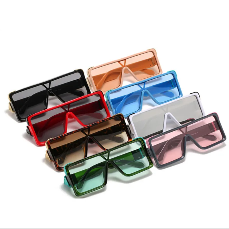 

Fashion Retro Oversized Sunglasses Women Fashion Mirror Retro Big Frame Windproof Sunshade Men Flat Top Driving Mirror UV400