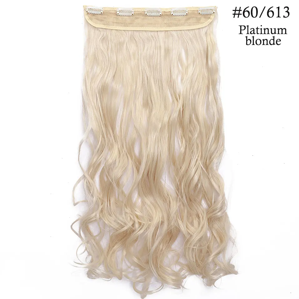 Platiumn blonde S-noilite, 47 цветов, 24 дюйма, длинные волнистые женские волосы на заколках, цельные синтетические волосы для наращивания, черный, коричневый, накладные волосы на заколках для женщин - Цвет: Platiumn blonde