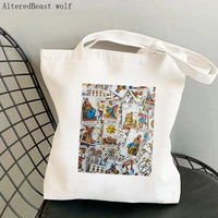 women shopper bag tarot cards printed kawaii bag harajuku shopping canvas shopper bag girl handbag tote shoulder lady bag