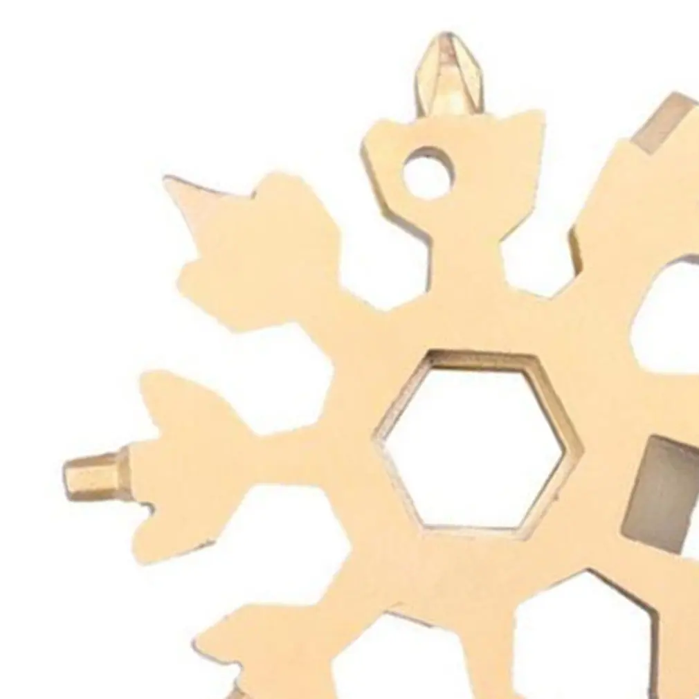 

19-in-1 Snow Keychain Tools Multi-tool Wrenches Combination Stainless Steel Snow Shape Outdoor Portable Snowflake