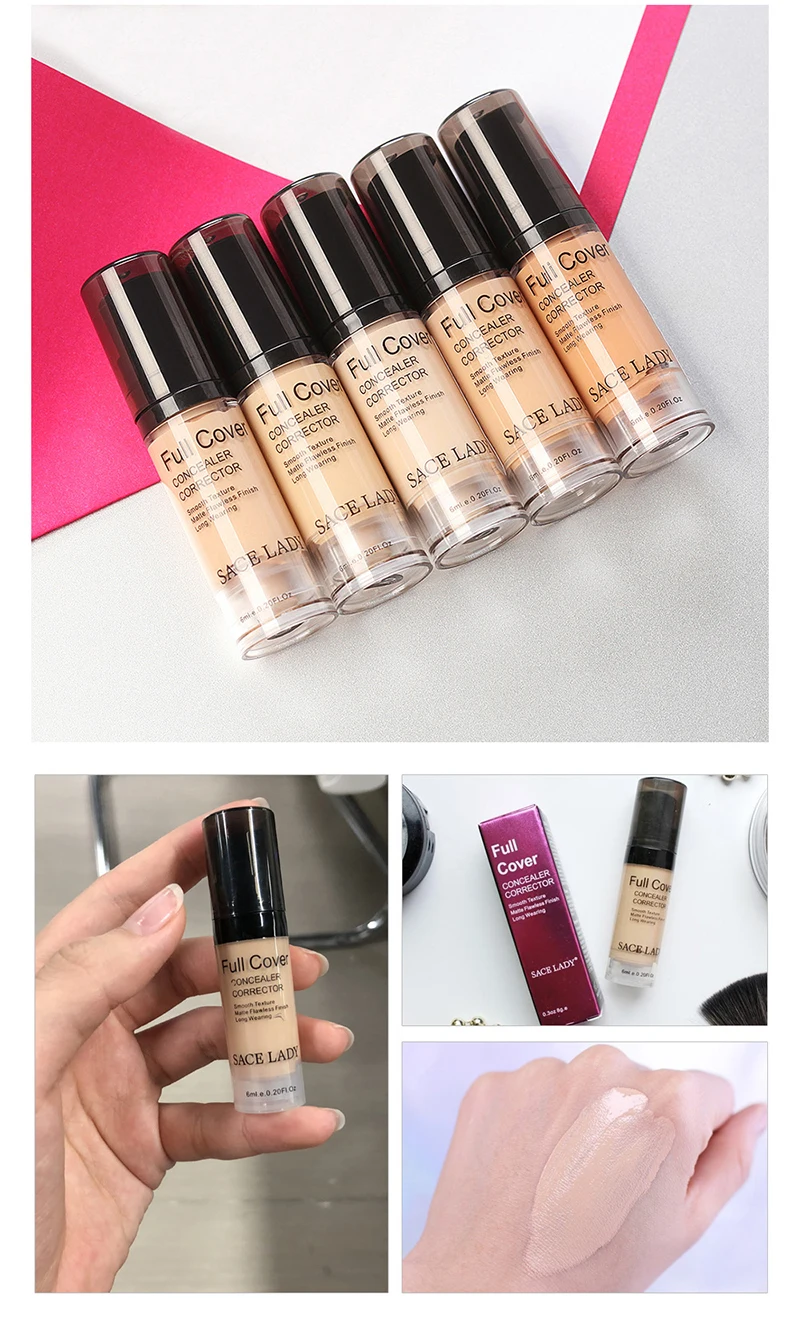 Полное покрытие 6 видов цветов жидкий консилер макияж мл темные круги для глаз