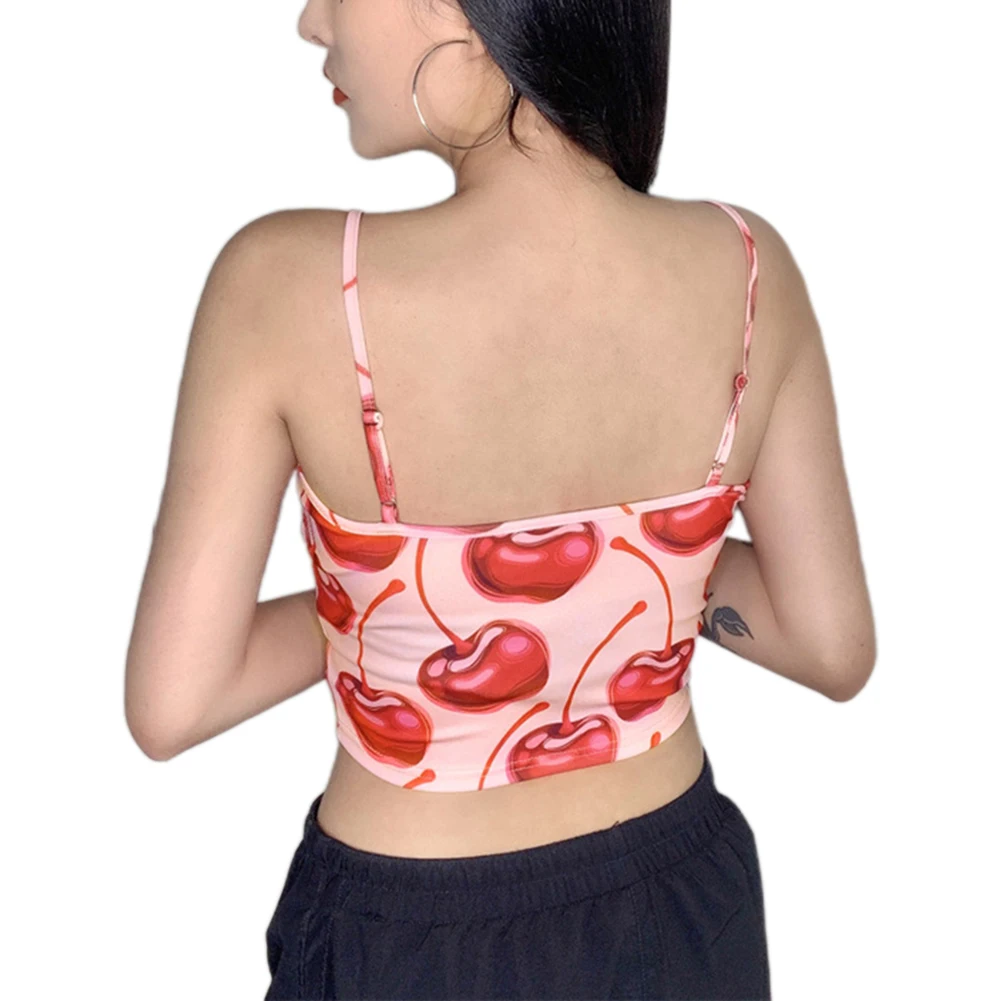 2020 модный тренд женские летние кроп-топы с милым принтом вишни повседневные