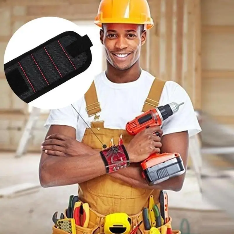 

Black Magnetic Wristbands Adsorption Screws Tool Kits Pickers Accessories Any Adjusted Electrical Wrist P0V6