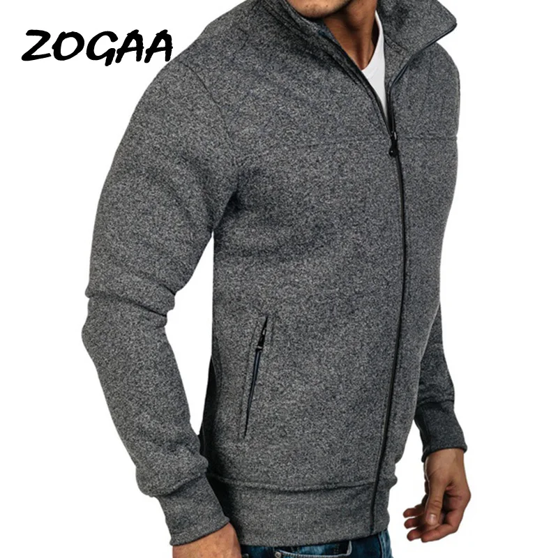 

ZOGAA Men Casual Jacket Coat Autumn Solid Slim Warm Sweatshirt Zipper Up Pockets Coat Outwear Male Casual Sport Jacket Overcoat