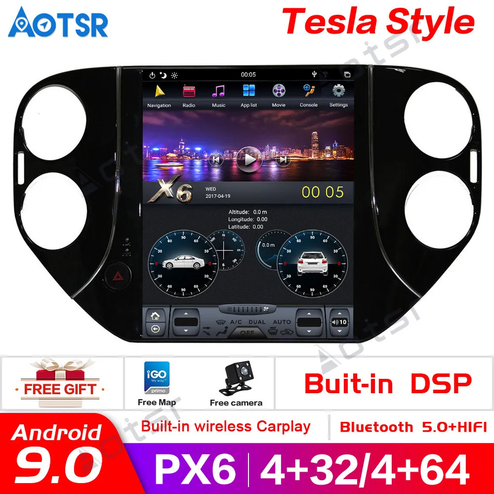 Tesla экран Android PX6 для Volkswagen/VW Tiguan 2010 2016 Автомобильный мультимедийный Радио стерео