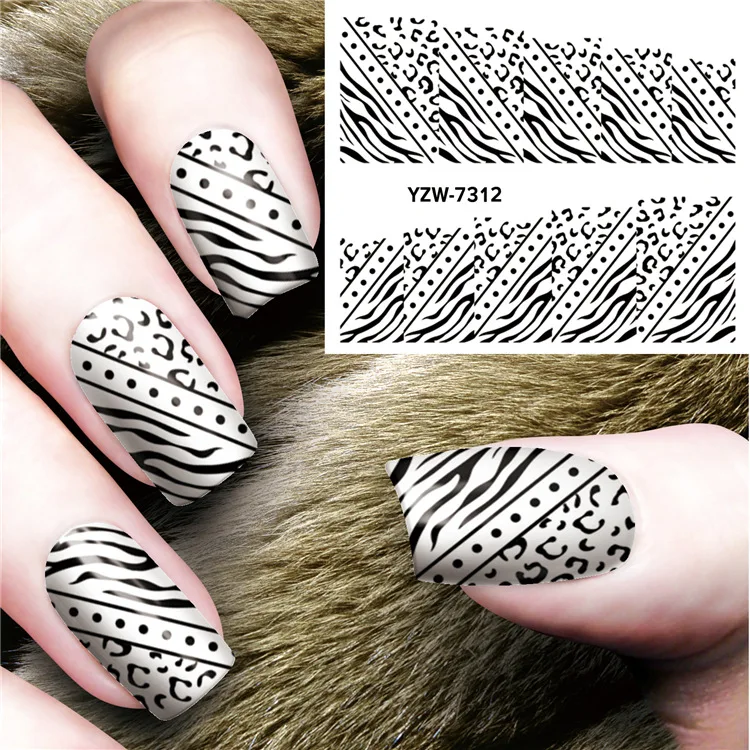 1 лист черно белых фоновых наклеек для ногтей сделай сам Водные Наклейки Декор