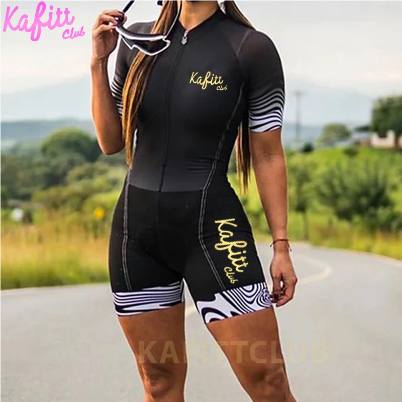 

Kafit club vero novo de manga curta triathlon esportes ciclismo macaco roupa ciclismo feminino macaco ir shorts terno