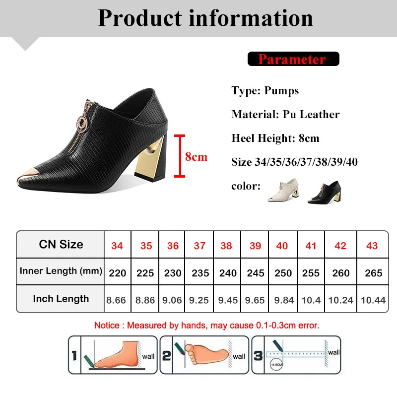 

Sexy High Heels Bare Boots 2020 Autumn New Fashion Women Shoes Square Black Zip Leather Ladies Shoes Metal Pointed Toe Pump 8472