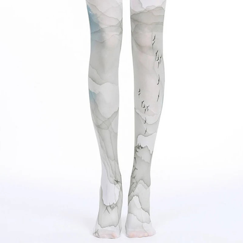 Модные Колготки с рисунком для девочек принтом татуировок в японском школьном