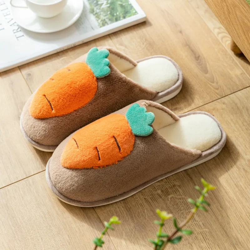 

Fashion Winter Slippers Women Lovely Cartoon Anti-slip Home Slippers Men Couples Indoor Warm Shoes Breathable Plush Lined Shoes