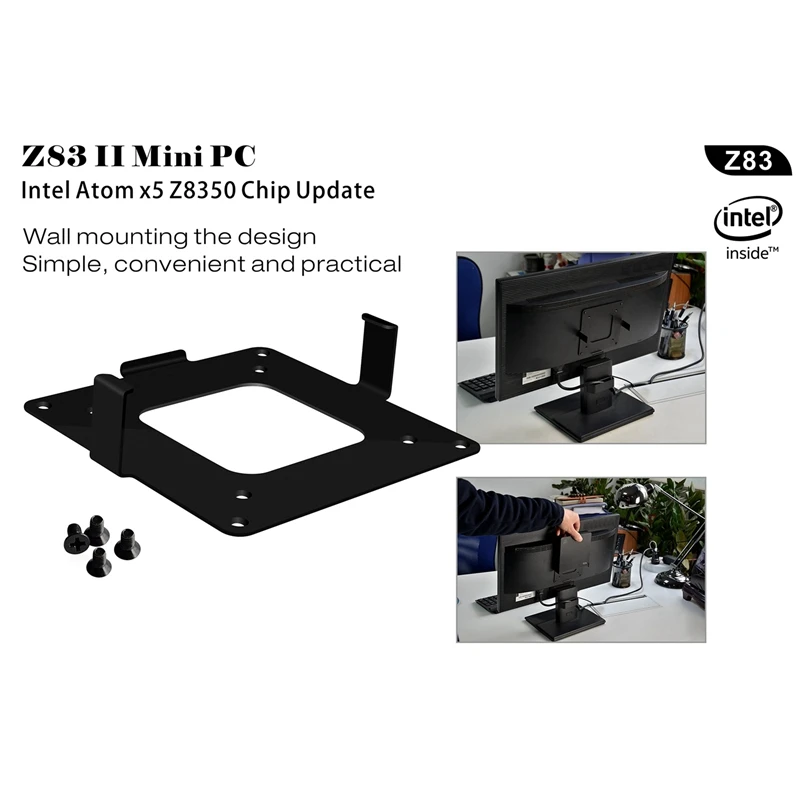 Мини-ПК Z83 для Intel Atom Z8350, до 1,92 ГГц, 4 Гб ОЗУ, 64 Гб ПЗУ, Windows 10, Bluetooth 4,0, 4 K, WiFi, 1000 м, LAN, Мини компьютер