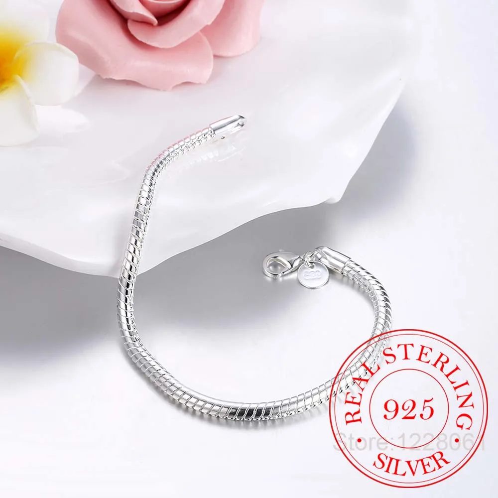 

Statement 925 Sterling Silver 4mm Snake Chain Bracelet For Women Girl Newest Fine Jewelry