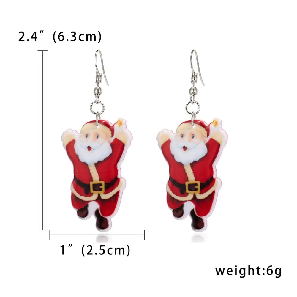 santa claus 2 Rinhoo рождественские акриловые серьги подарок крутой Санта Клаус колокольчик венок на рождественскую елку Висячие серьги рождественские новогодние подарки для женщин - Окраска металла: santa claus 2