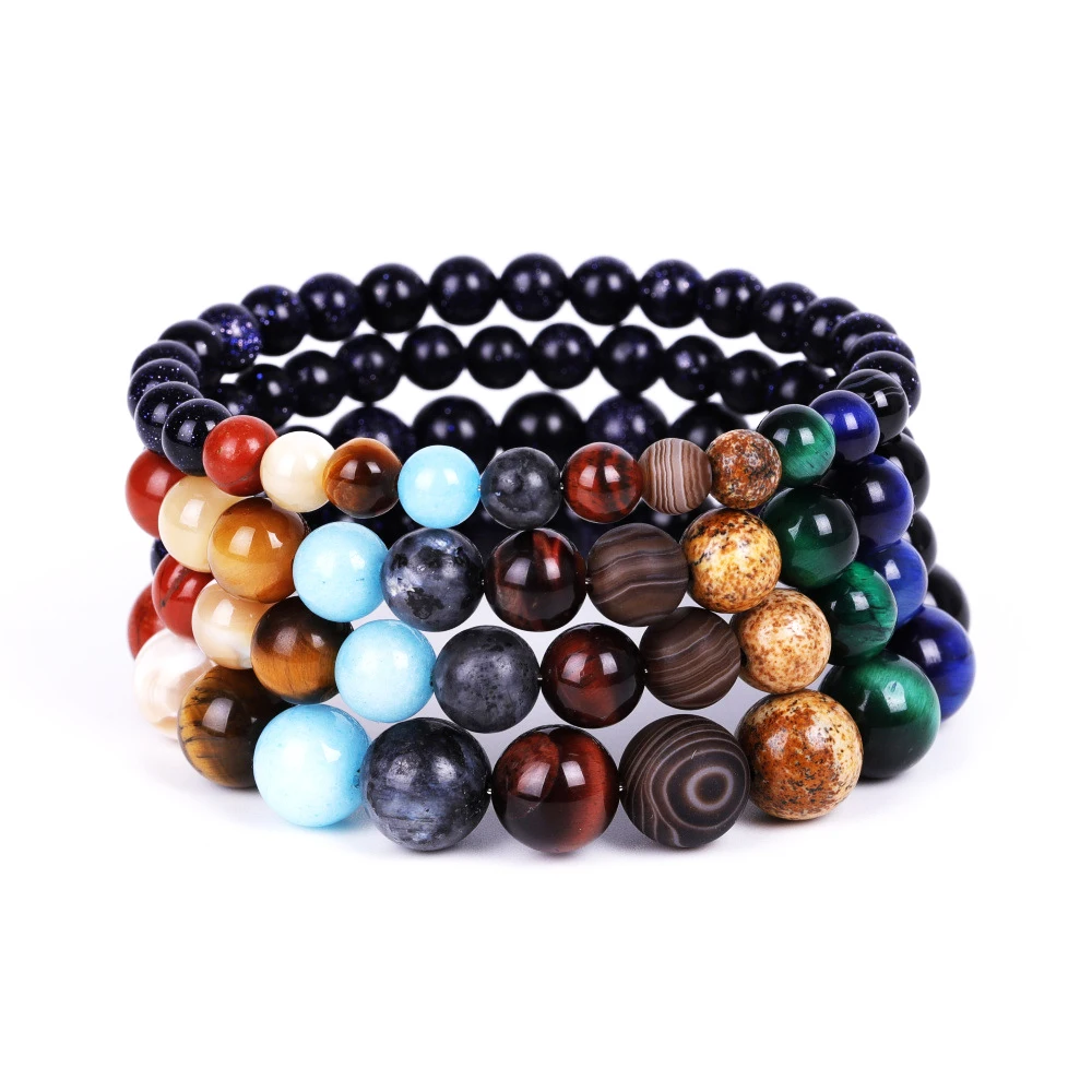 Мода из бисера браслеты Лабрадорита для Для женщин энергии 5A лунный камень