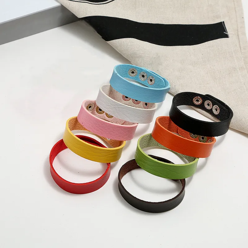 Регулируемые кожаные браслеты для женщин и мужчин простые женские 9 цветов