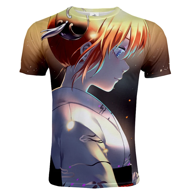 

Футболка Gintama мужская оверсайз с круглым вырезом, тенниска с 3D-принтом аниме, модная майка с коротким рукавом, уличная одежда, 2021