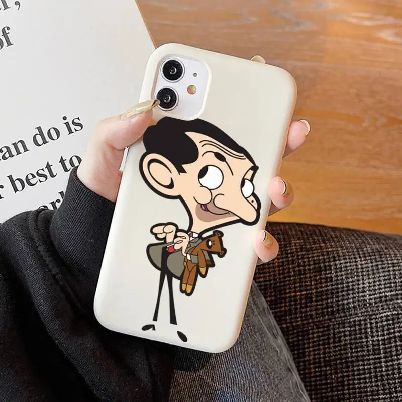 Чехол для телефона Mr.Bean с анимацией мягкий однотонный чехол iPhone 11 12 13 mini pro XS MAX 8 7 6