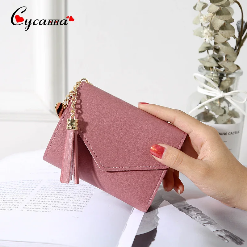 Women Wallet Tassel Pendant Litchi Pattern Short Card Holder Coin Purse Ladies Leather Mini Small Fashion Bag | Багаж и сумки