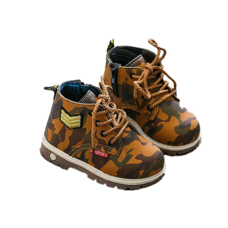 Зимние ботинки для мальчиков детская обувь новые кожаные модные Martin