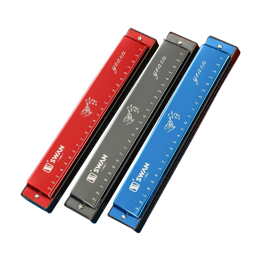 24 Hole Polyphonic Harmonica Multi-Speaker Organ With Blues Folk Adult Gift Three Colors of Red Blue and Black Are Available