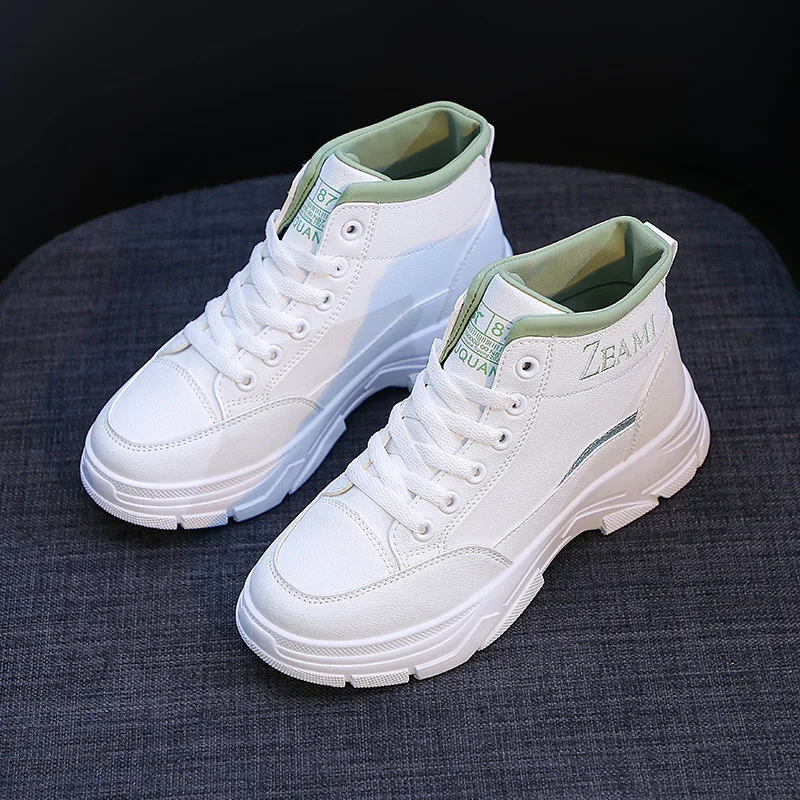 

Кроссовки женские высокие на платформе, повседневные лоферы, со шнуровкой, модная обувь, 2022