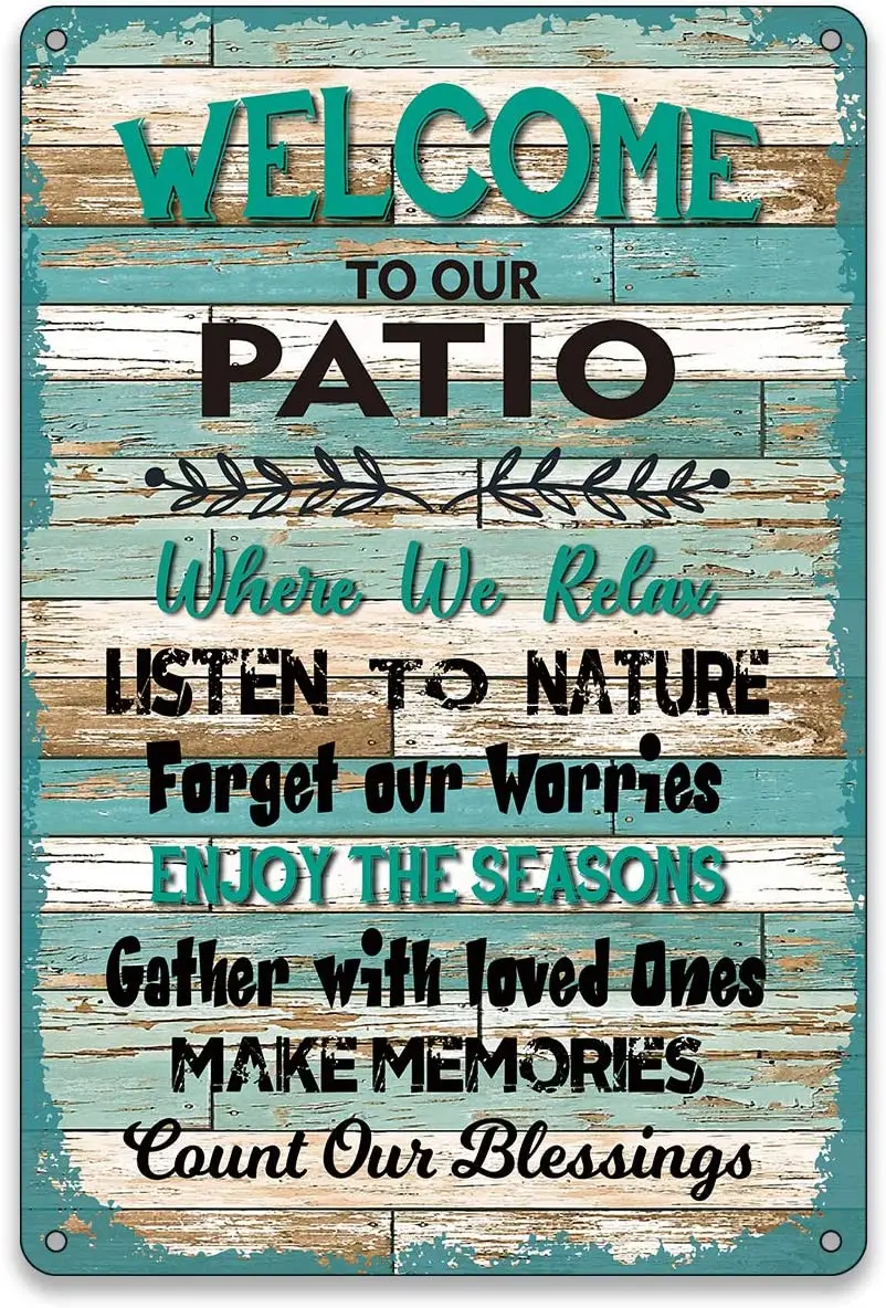 

Забавный домашний декор для стен в винтажном стиле металлический знак, добро пожаловать в наш внутренний дворик, где мы отдыхаем из металла ...