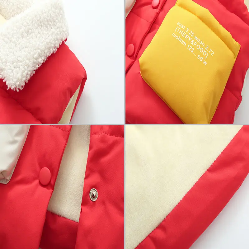 

Boys Waistcoats Down Cotton Padded Girls lamb Wool Vest Three-dimensional Pockets Autumn and Winter Unisex Coat Toddler Vest