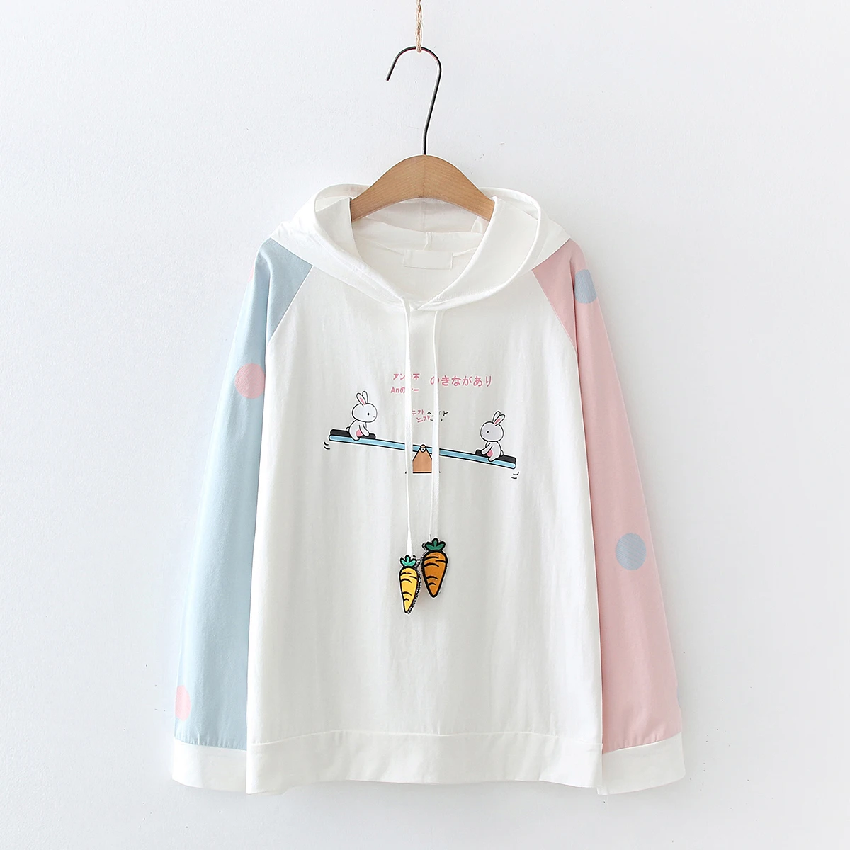 

Japanese spring sweet rabbit print hoodie sweatshirt women