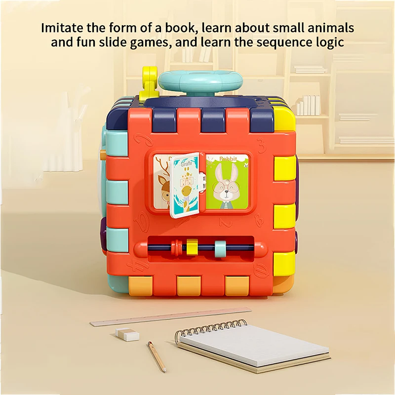 

Baby Toys Hand drum Six-Sided Music Box Play Cube Shape Match Infant Montessori Educational Block Newborn Toy For Kids