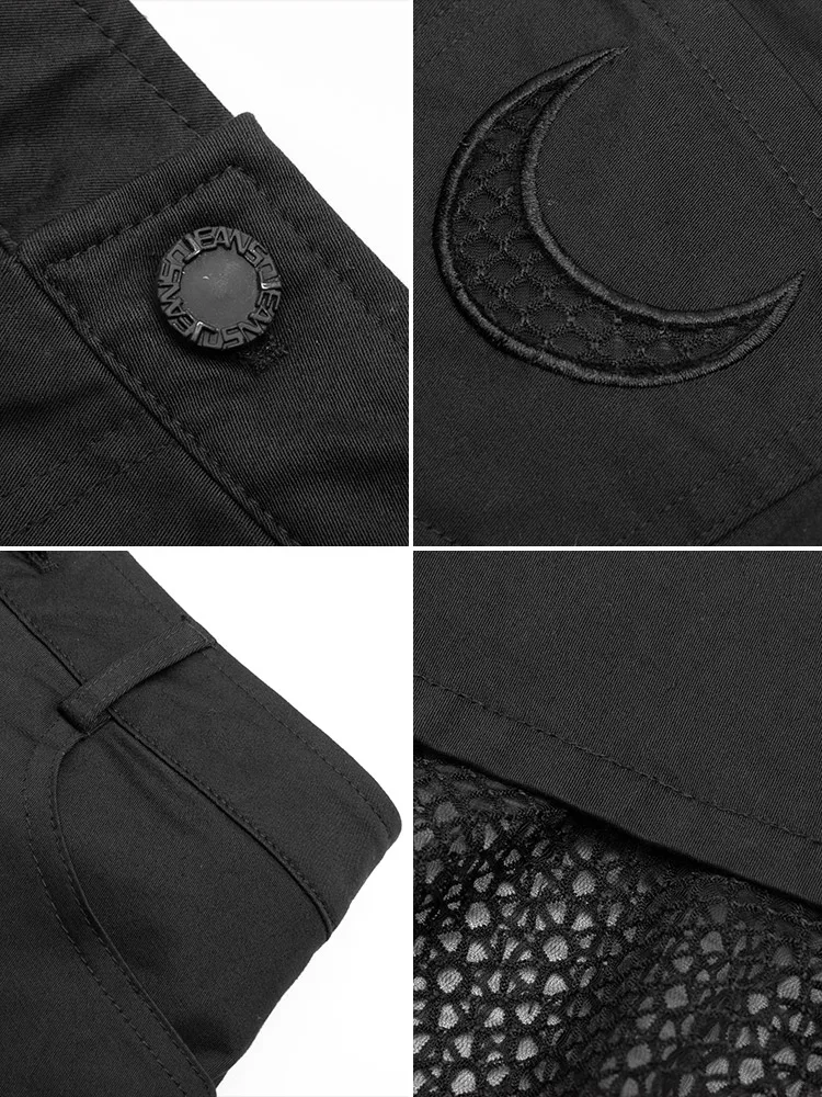 Женская Асимметричная юбка в стиле панк-рейва черная тонкая сетчатая на бедрах